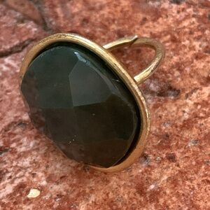 Big Bohm Ring with Dark Green Honeycomb Faceted Stone
